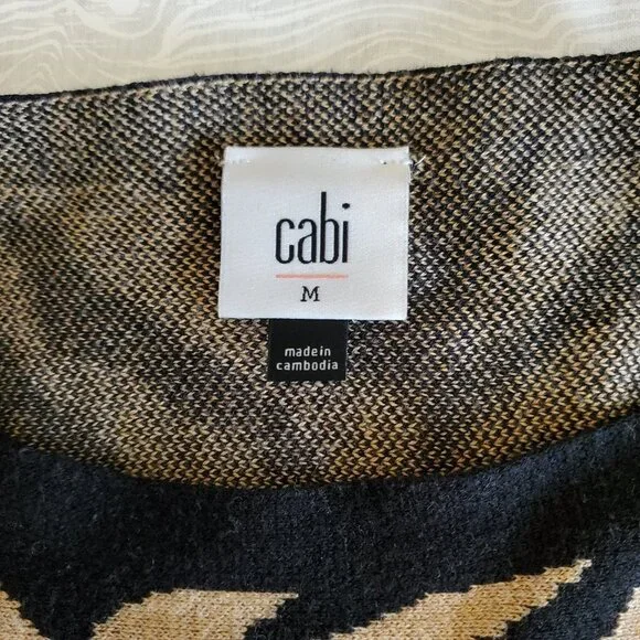 CAbi Dani Pullover #3884 Brown Black Zebra Dazzle Stripe Size M EUC - Picture 4 of 8